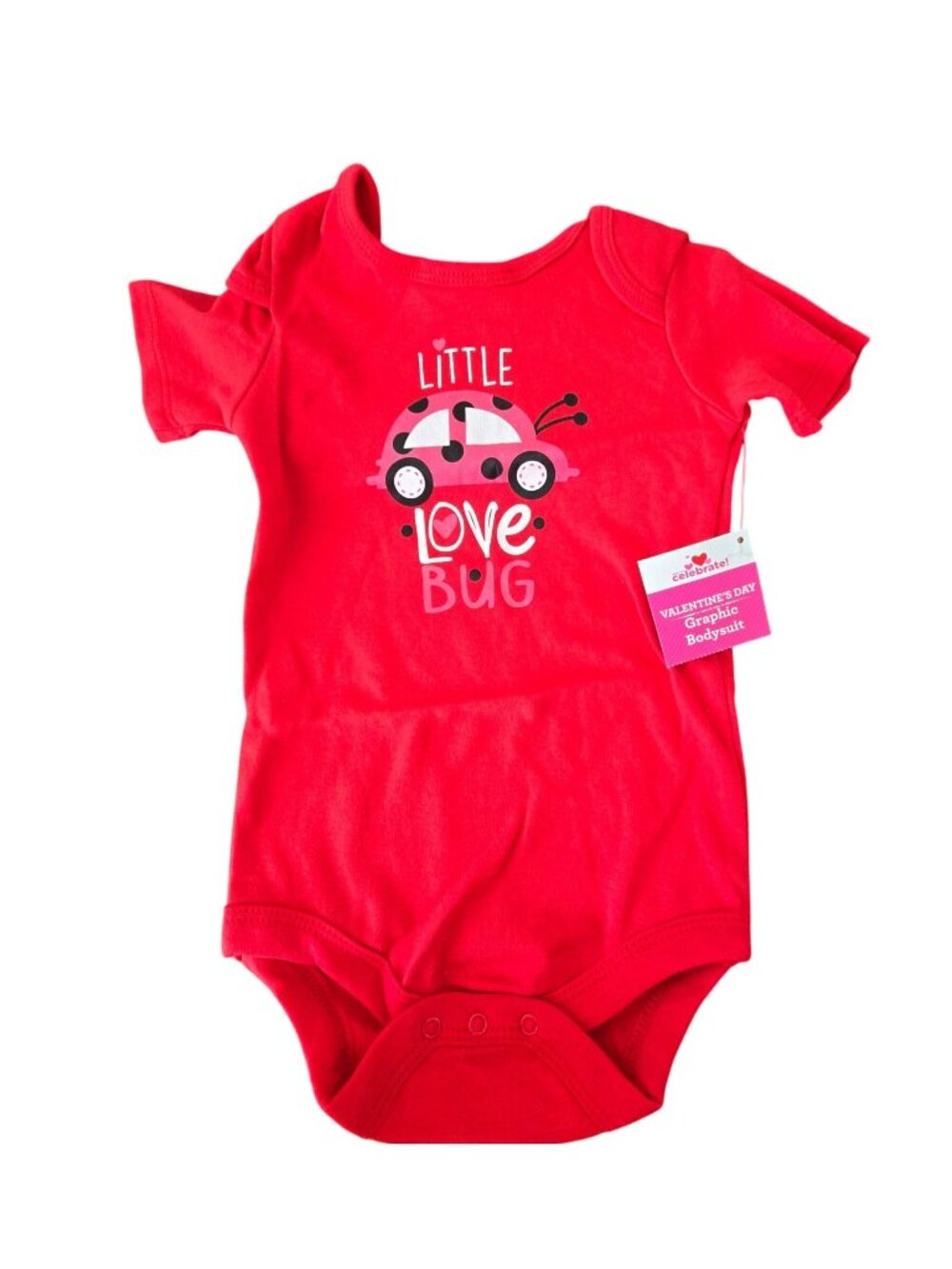 Little Love Bug Valentines Day Baby Bodysuit Red 18M One Piece LH4348